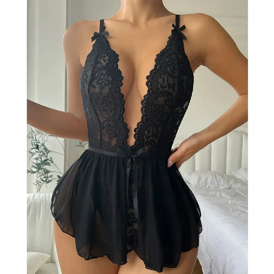 Pijama Sexy Malla Transparente con Tirantes